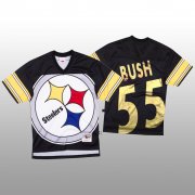 Wholesale Cheap NFL Pittsburgh Steelers #55 Devin Bush Black Men's Mitchell & Nell Big Face Fashion Limited NFL Jersey