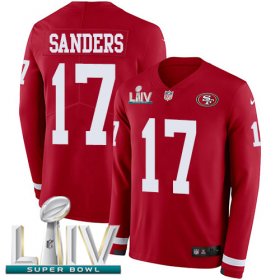 Wholesale Cheap Nike 49ers #17 Emmanuel Sanders Red Super Bowl LIV 2020 Team Color Youth Stitched NFL Limited Therma Long Sleeve Jersey