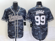 Wholesale Cheap Men's New York Yankees #99 Aaron Judge Grey Camo Cool Base With Patch Stitched Baseball Jersey