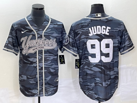 Wholesale Cheap Men\'s New York Yankees #99 Aaron Judge Grey Camo Cool Base With Patch Stitched Baseball Jersey