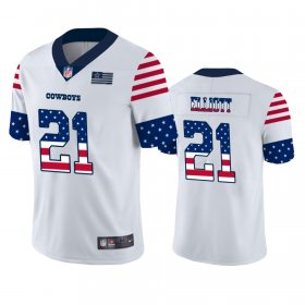 Wholesale Cheap Dallas Cowboys #21 Ezekiel Elliott White Men\'s Nike Team Logo USA Flag Vapor Untouchable Limited NFL Jersey