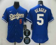 Wholesale Cheap Men's Los Angeles Dodgers #5 Corey Seager Blue #2 #20 Patch Stitched MLB Flex Base Nike Jersey