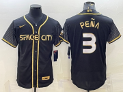 Wholesale Cheap Men's Houston Astros #3 Jeremy Pena Black Gold Flex Base Stitched Jersey