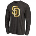 Wholesale Cheap San Diego Padres Gold Collection Long Sleeve Tri-Blend T-Shirt Black