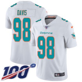 Wholesale Cheap Nike Dolphins #98 Raekwon Davis White Men\'s Stitched NFL 100th Season Vapor Untouchable Limited Jersey