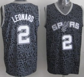 Wholesale Cheap San Antonio Spurs #2 Kawhi Leonard Black Leopard Print Fashion Jersey