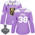 Wholesale Cheap Adidas Golden Knights #38 Tomas Hyka Purple Authentic Fights Cancer 2018 Stanley Cup Final Women's Stitched NHL Jersey