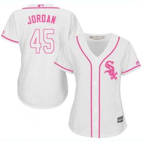 Wholesale Cheap White Sox #45 Michael Jordan White/Pink Fashion Women\'s Stitched MLB Jersey