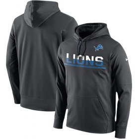 Wholesale Cheap Men\'s Detroit Lions Nike Anthracite Sideline Circuit Pullover Performance Hoodie