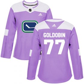 Wholesale Cheap Adidas Canucks #77 Nikolay Goldobin Purple Authentic Fights Cancer Women\'s Stitched NHL Jersey