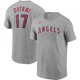 Wholesale Cheap Los Angeles Angels #17 Shohei Ohtani Nike Name & Number T-Shirt Gray
