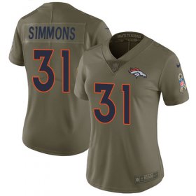 Wholesale Cheap Nike Broncos #31 Justin Simmons Olive Women\'s Stitched NFL Limited 2017 Salute to Service Jersey