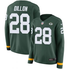 Wholesale Cheap Nike Packers #28 AJ Dillon Green Team Color Women\'s Stitched NFL Limited Therma Long Sleeve Jersey