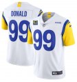 Wholesale Cheap Men's Los Angeles Rams 2022 #99 Aaron Donald White With 4-star C Patch Stitched NFL Jersey