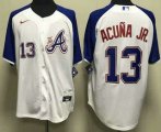 Cheap Men's Atlanta Braves #13 Ronald Acuna Jr White 2013 City Cool base Jersey