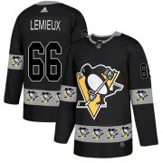 Wholesale Cheap Adidas Penguins #66 Mario Lemieux Black Authentic Team Logo Fashion Stitched NHL Jersey