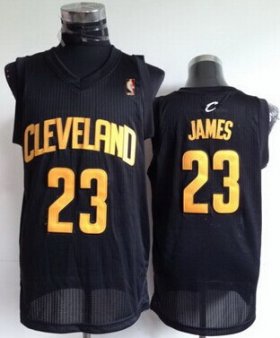 Wholesale Cheap Cleveland Cavaliers #23 LeBron James Black With Gold Swingman Jersey