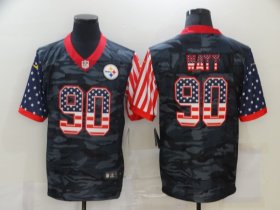 Wholesale Cheap Men\'s Pittsburgh Steelers #90 T. J. Watt USA Camo 2020 Salute To Service Stitched NFL Nike Limited Jersey