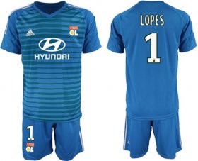Wholesale Cheap Lyon #1 Lopes Blue Goalkeeper Soccer Club Jersey