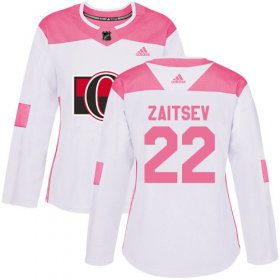 Wholesale Cheap Adidas Senators #22 Nikita Zaitsev White/Pink Authentic Fashion Women\'s Stitched NHL Jersey