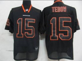 Wholesale Cheap Broncos #15 Tim Tebow Lights Out Black Stitched NFL Jersey
