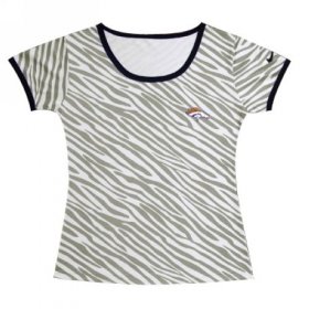 Wholesale Cheap Women\'s Nike Denver Broncos Chest Embroidered Logo Zebra Stripes T-Shirt