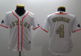 Wholesale Cheap Astros #4 George Springer White 2017 World Series Champions Gold Program Cool Base Stitched Youth MLB Jersey