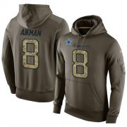 Wholesale Cheap NFL Men's Nike Dallas Cowboys #8 Troy Aikman Stitched Green Olive Salute To Service KO Performance Hoodie