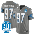 Wholesale Cheap Men's Detroit Lions #97 Aidan Hutchinson Grey 2023 90th Anniversary Vapor Untouchable Limited Stitched Jersey