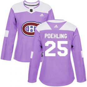 Wholesale Cheap Adidas Canadiens #25 Ryan Poehling Purple Authentic Fights Cancer Women\'s Stitched NHL Jersey