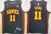 Wholesale Cheap Men's Atlanta Hawks #11 Trae Young Black Stitched Jersey