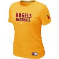 Wholesale Cheap Women's Los Angeles Angels Nike Short Sleeve Practice MLB T-Shirt Yellow