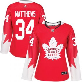 Wholesale Cheap Adidas Maple Leafs #34 Auston Matthews Red Team Canada Authentic Women\'s Stitched NHL Jersey