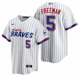 Wholesale Cheap Men\'s Atlanta Braves #5 Freddie Freeman White 2021 City Connect Stitched Jersey