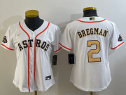 Cheap Women's Houston Astros #2 Alex Bregman 2023 White Gold World Serise Champions Patch Cool Base Stitched Jersey
