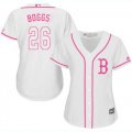 Wholesale Cheap Red Sox #26 Wade Boggs White/Pink Fashion Women's Stitched MLB Jersey