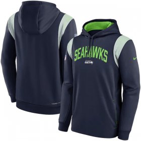 Wholesale Cheap Men\'s Seattle Seahawks College Navy Sideline Stack Performance Pullover Hoodie