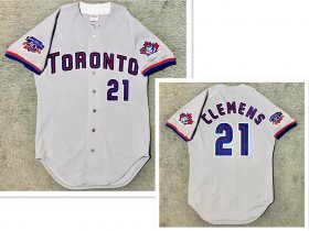 Wholesale Cheap Men\'s Toronto Blue Jays #21 Roger Clemens Grey Stitched MLB Jersey
