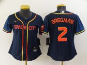 Wholesale Cheap Women's Houston Astros #2 Alex Bregman 2022 Navy Blue City Connect Cool Base Stitched Jersey