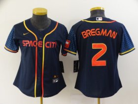 Wholesale Cheap Women\'s Houston Astros #2 Alex Bregman 2022 Navy Blue City Connect Cool Base Stitched Jersey