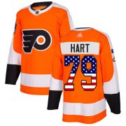 Wholesale Cheap Adidas Flyers #79 Carter Hart Orange Home Authentic USA Flag Stitched Youth NHL Jersey