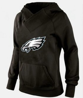 Wholesale Cheap Women\'s Philadelphia Eagles Logo Pullover Hoodie Black-1