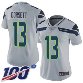 Wholesale Cheap Nike Seahawks #13 Phillip Dorsett Grey Alternate Women\'s Stitched NFL 100th Season Vapor Untouchable Limited Jersey