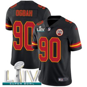 Wholesale Cheap Nike Chiefs #90 Emmanuel Ogbah Black Super Bowl LIV 2020 Youth Stitched NFL Limited Rush Jersey