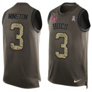 Wholesale Cheap Nike Buccaneers #3 Jameis Winston Green Men's Stitched NFL Limited Salute To Service Tank Top Jersey