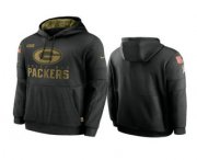 Wholesale Cheap Men's Green Bay Packers Black 2020 Salute to Service Sideline Performance Pullover Hoodie