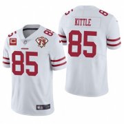 Wholesale Cheap Men's San Francisco 49ers #85 George Kittle 2021 White With C Patch 75th Anniversary Vapor Untouchable Limited Stitched Jersey