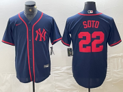 Cheap Men's New York Yankees #22 Juan Soto Navy Red Fashion Cool Base Jersey