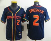 Wholesale Cheap Youth Houston Astros #2 Alex Bregman Number 2022 Navy Blue City Connect Cool Base Stitched Jersey