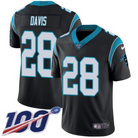 Wholesale Cheap Nike Panthers #28 Mike Davis Black Team Color Men\'s Stitched NFL 100th Season Vapor Untouchable Limited Jersey